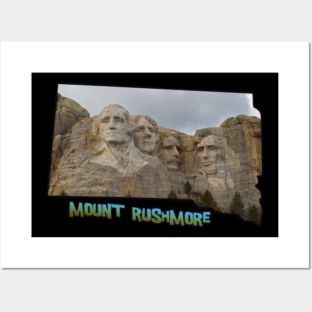 South Dakota State Outline (Mount Rushmore) Wall Art by gorff